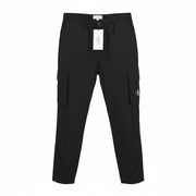 CALVIN KLEIN Utility Cotton Pop Men Trousers L Black Cargo Elastic Logo