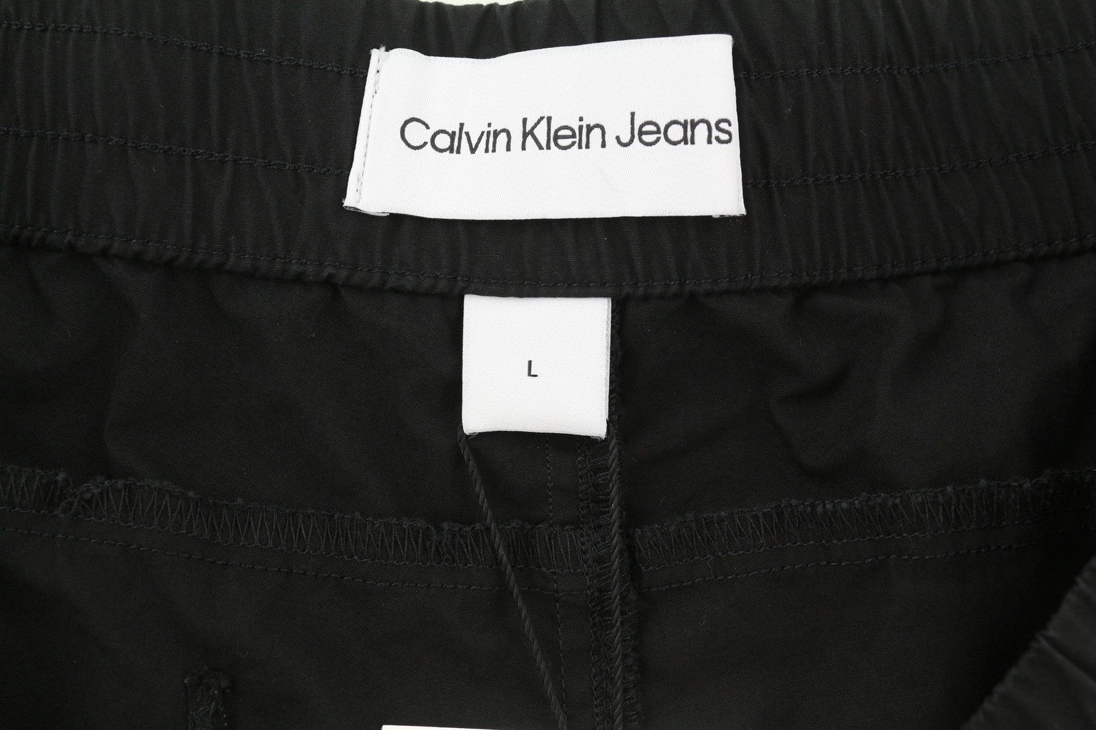 CALVIN KLEIN Utility Cotton Pop Men Trousers L Black Cargo Elastic Logo
