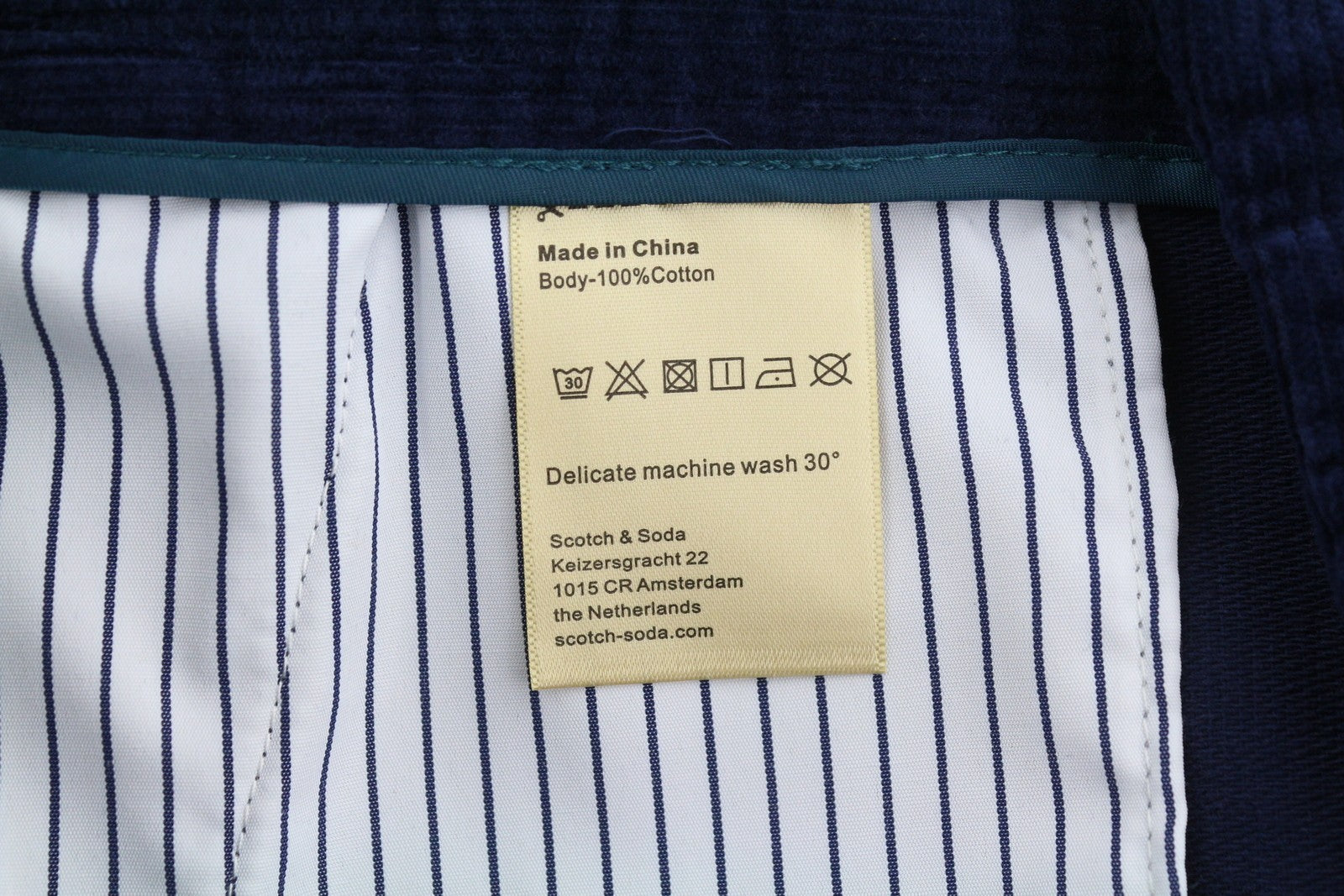 SCOTCH & SODA The Drift Men Trousers W31/L32 Blue Regular Tapered Fit Corduroy