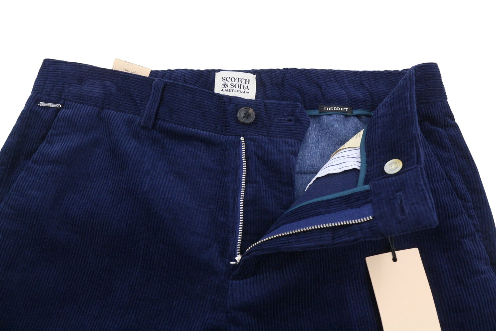 SCOTCH & SODA The Drift Men Trousers W31/L32 Blue Regular Tapered Fit Corduroy