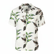 SCOTCH & SODA Men Shirt M White Leafs Print Button-Up Notch Short Sleeve