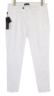 ANTONY MORATO Men Trousers W36 White Slim Chino Flat Front Zip Casual