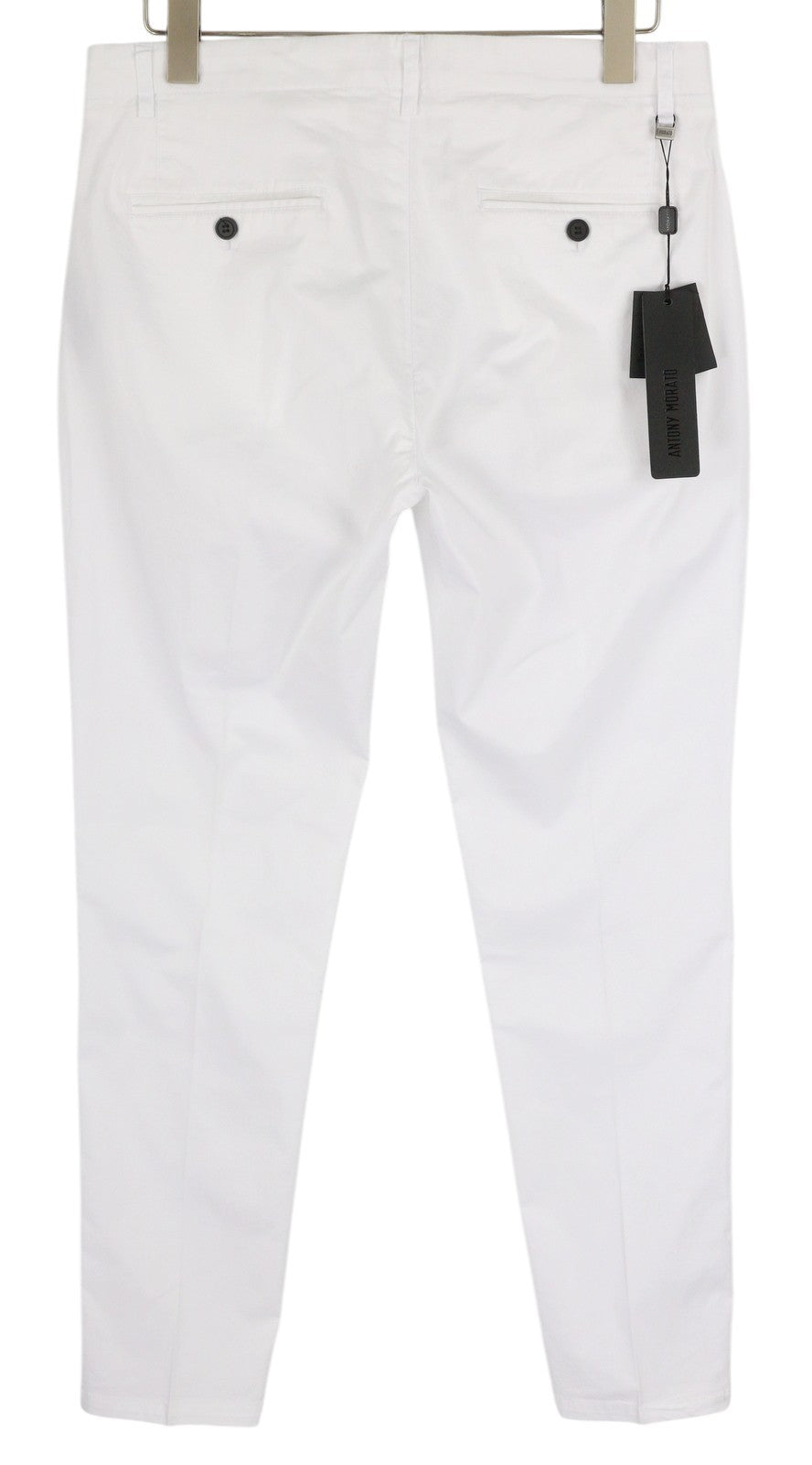 ANTONY MORATO Men Trousers W36 White Slim Chino Flat Front Zip Casual