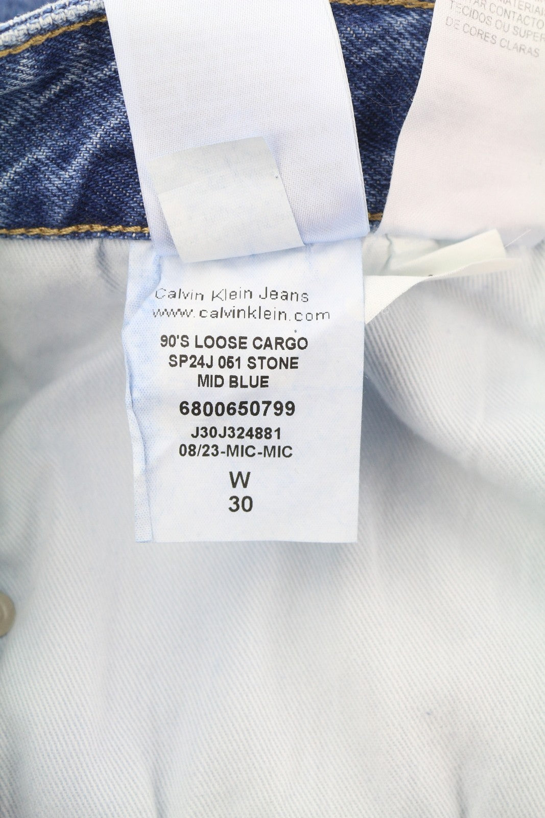 CALVIN KLEIN 90s Loose Cargo Men Jeans W30 Blue Denim Zip Casual