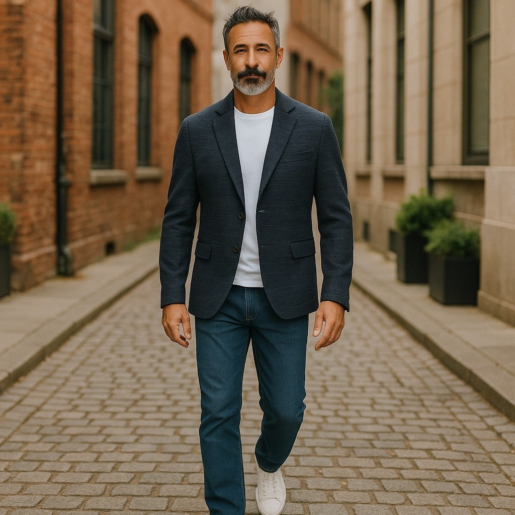 ANTONY MORATO Men Blazer M Blue Super Slim Half Lined Notch Button