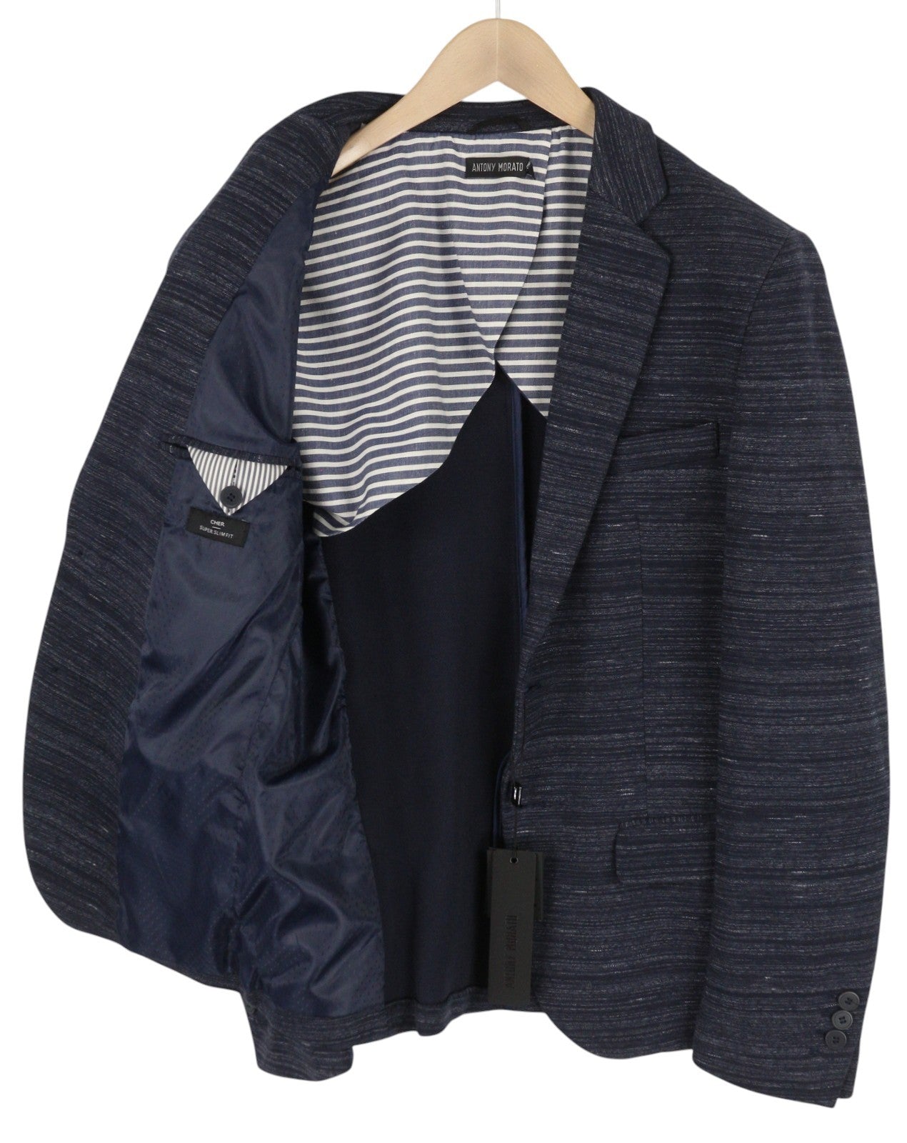 ANTONY MORATO Men Blazer 2XL Blue Super Slim Half Lined Single Button