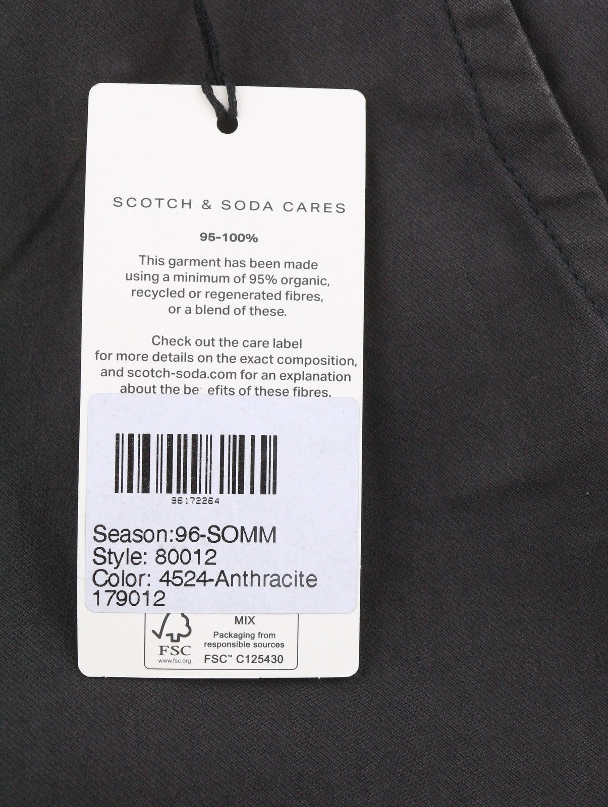 SCOTCH & SODA Stuart Men Trousers W32/L32 Grey Regular Slim Fit Zip Fly