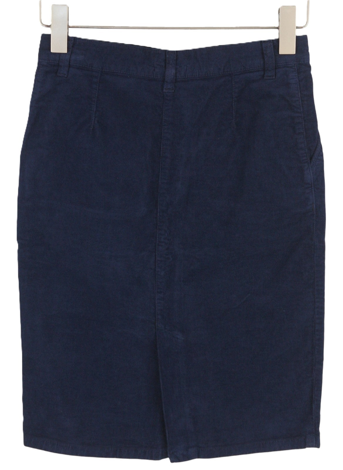 GANT Women Skirt EU36 Dark Blue Corduroy Pencil Knee Zip Fly Pockets