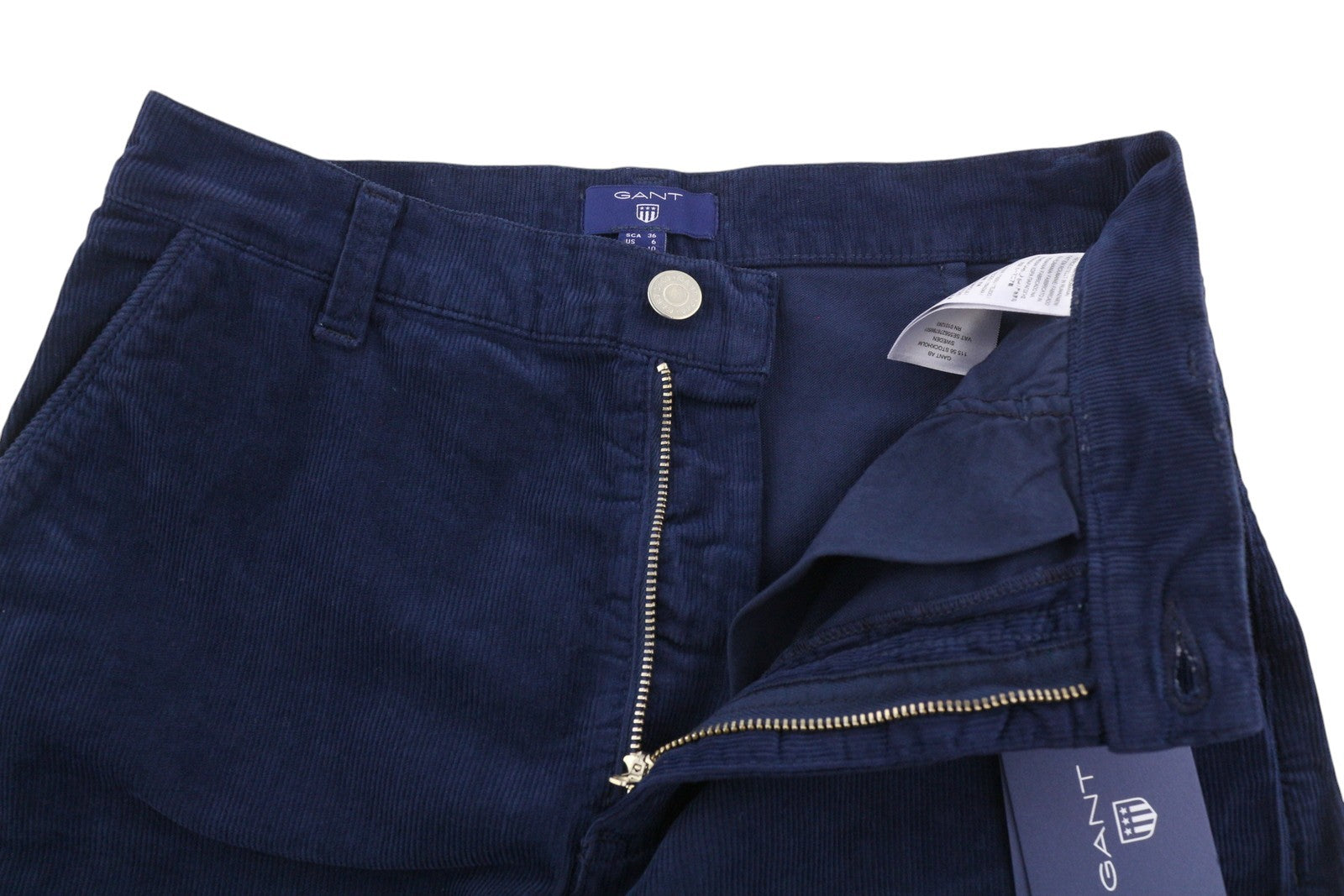 GANT Women Skirt EU36 Dark Blue Corduroy Pencil Knee Zip Fly Pockets