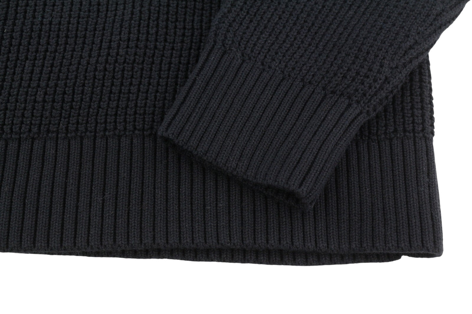 CALVIN KLEIN Men Jumper M Black Waffle Knit Hooded Pullover RRP139