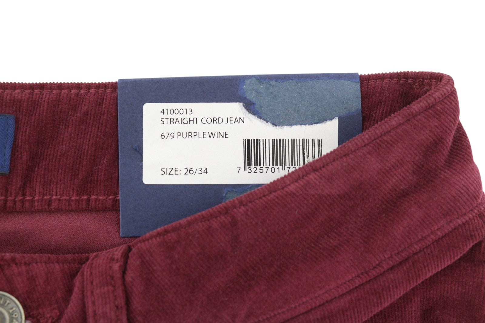 GANT Straight Cord Women Trousers W26/34 Burgundy Slim Zip Pockets Casual