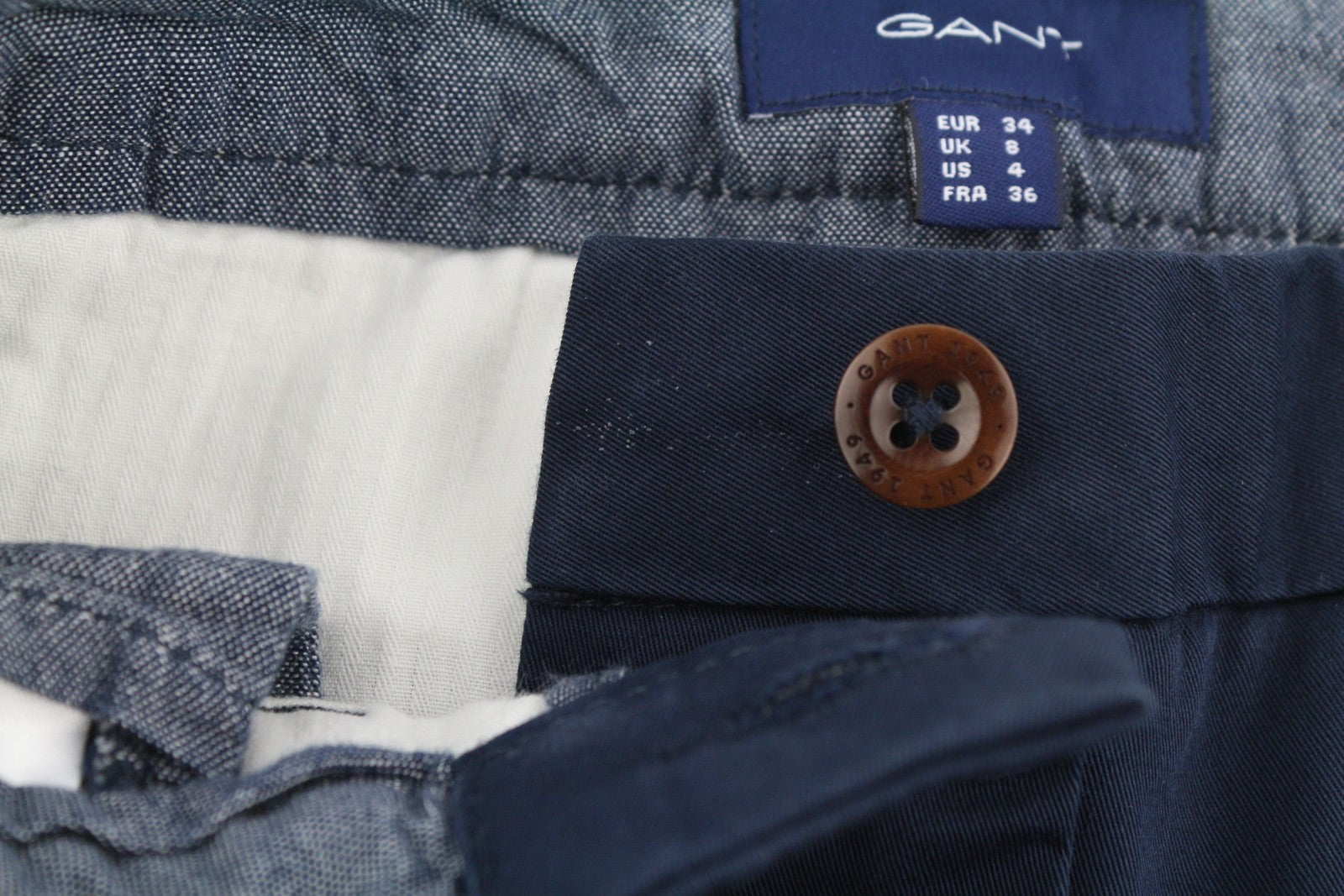 GANT Slim Classic Chino Women Trousers EU34 Dark Blue Zip Fly Casual