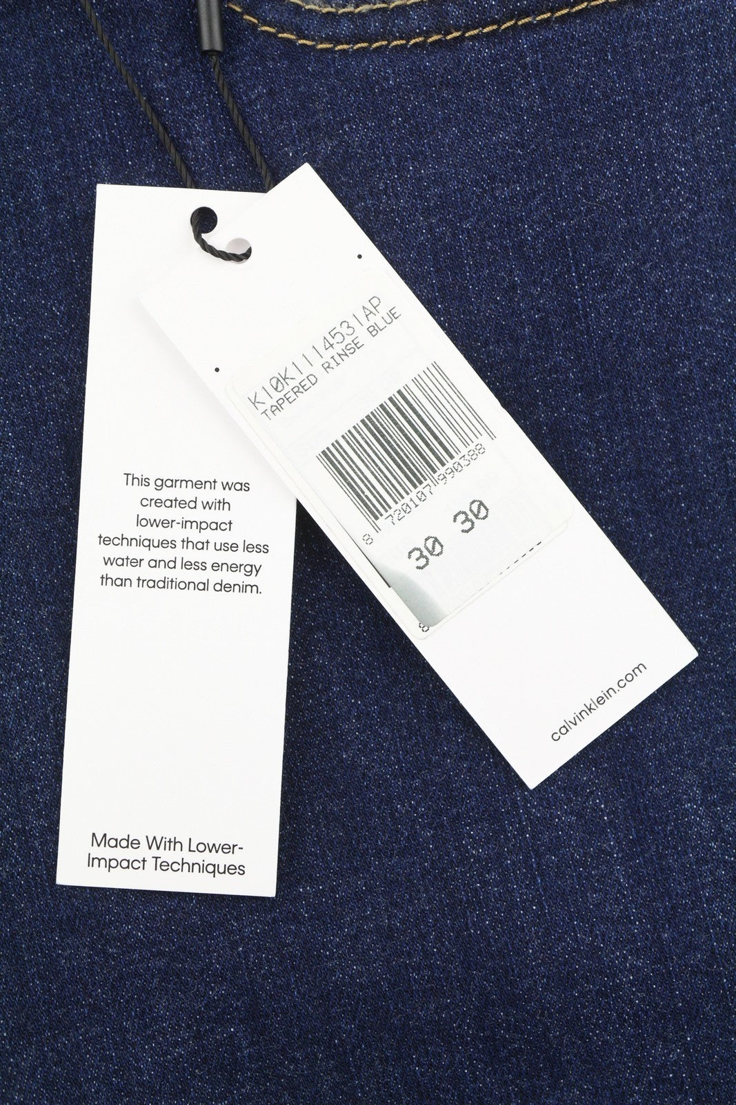 CALVIN KLEIN Tapered Rinse Blue Men Jeans W30/L30 Dark Blue Logo Denim