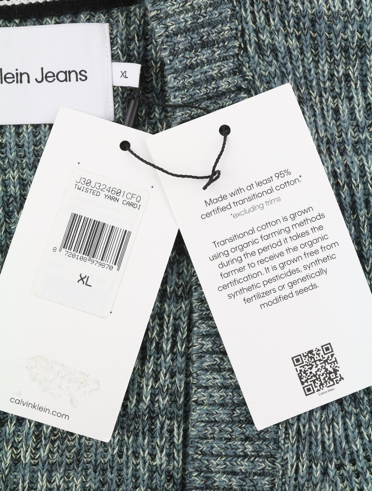 CALVIN KLEIN Twisted Yarn Cardigan Men Jumper XL Multi Button RRP129