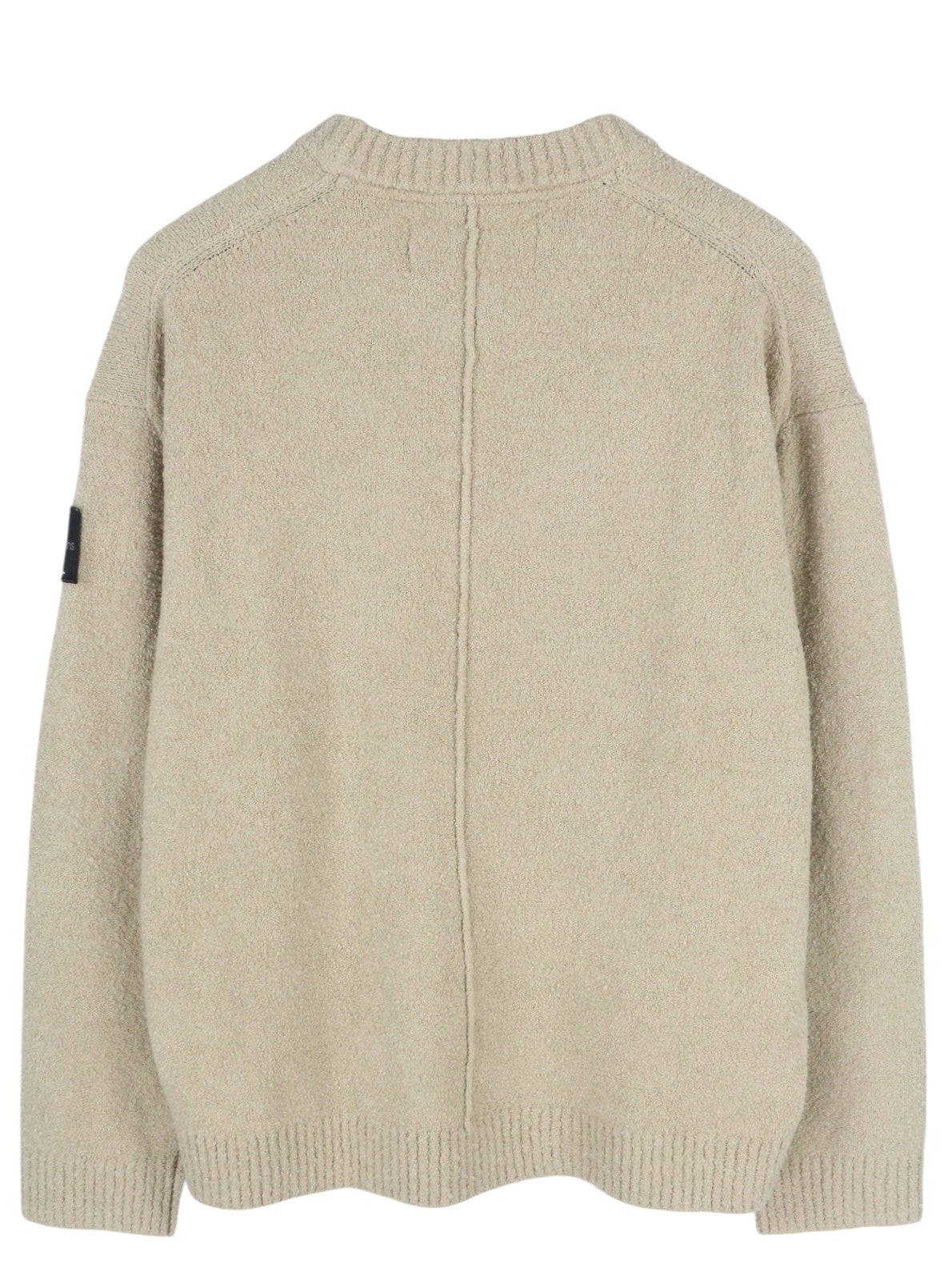 CALVIN KLEIN High Texture Men Jumper L Beige Patch Logo RRP139