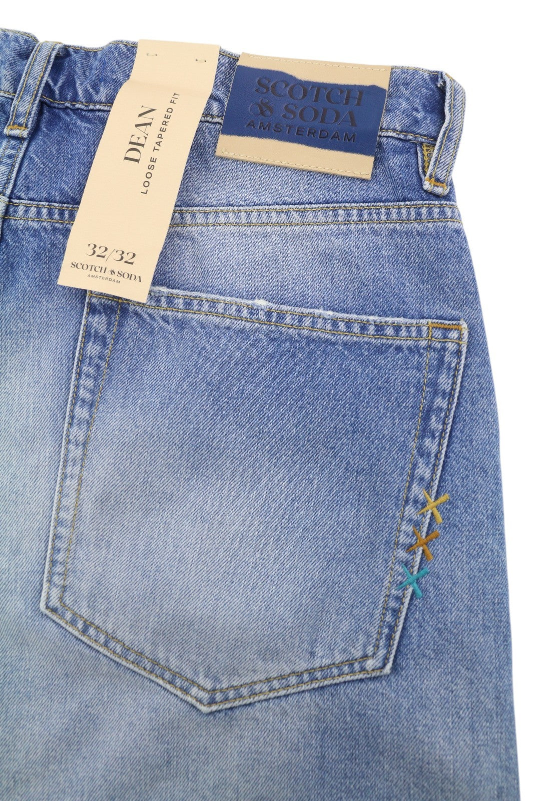 SCOTCH & SODA Dean Men Shorts W32 Denim Blue Faded Distress Loose Tapered Fit