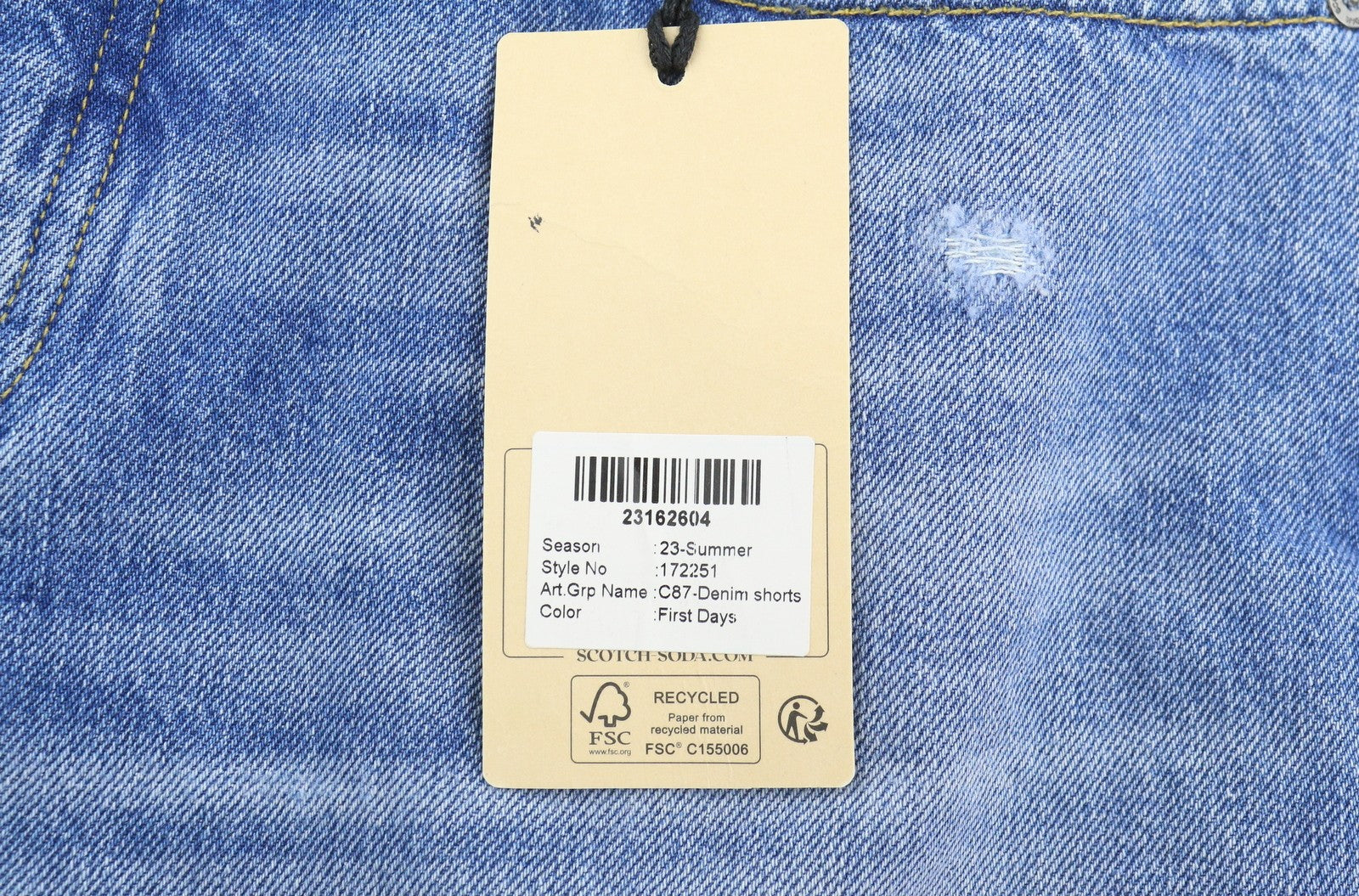 SCOTCH & SODA Dean Men Shorts W32 Denim Blue Faded Distress Loose Tapered Fit