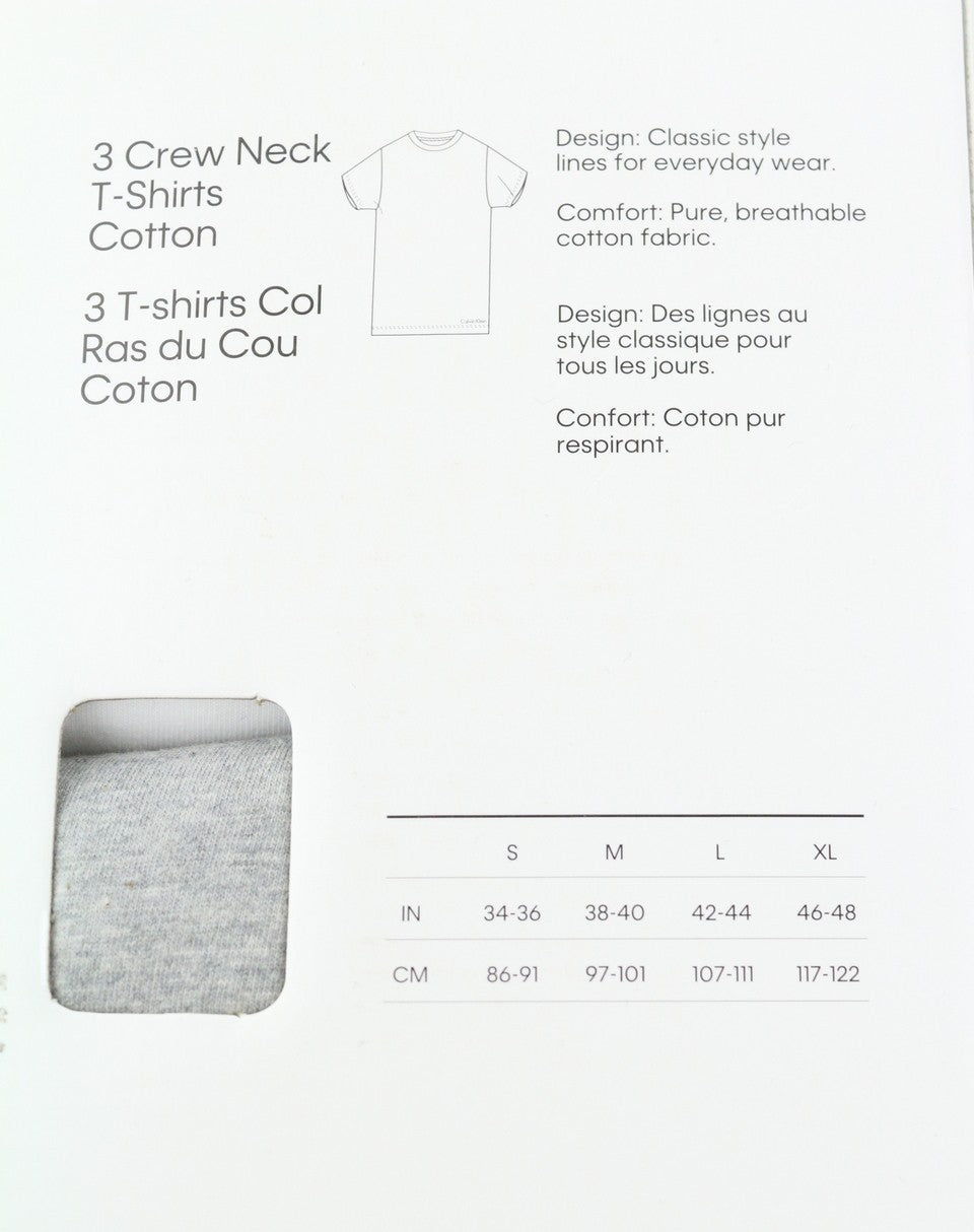 CALVIN KLEIN Men T-Shirt L Short Sleeve Classic Fit Underwear 3 Pack