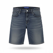 SCOTCH & SODA Ralston Men Shorts W32 Blue Denim Whiskers Faded Stretch Button