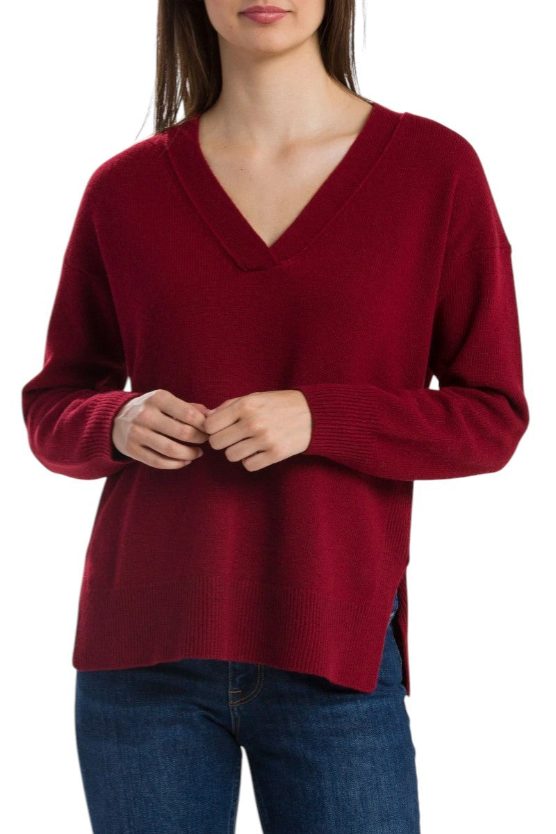 GANT Lambswool Cashmere V-Neck Women Jumper S Burgundy Knit Pullover