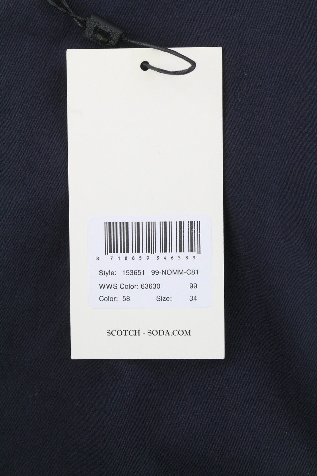 SCOTCH & SODA Men Shorts W34 Dark Blue Zip Fly Turn-Up Chino