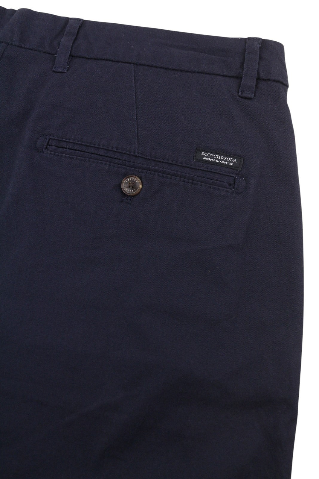 SCOTCH & SODA Men Shorts W34 Dark Blue Zip Fly Turn-Up Chino