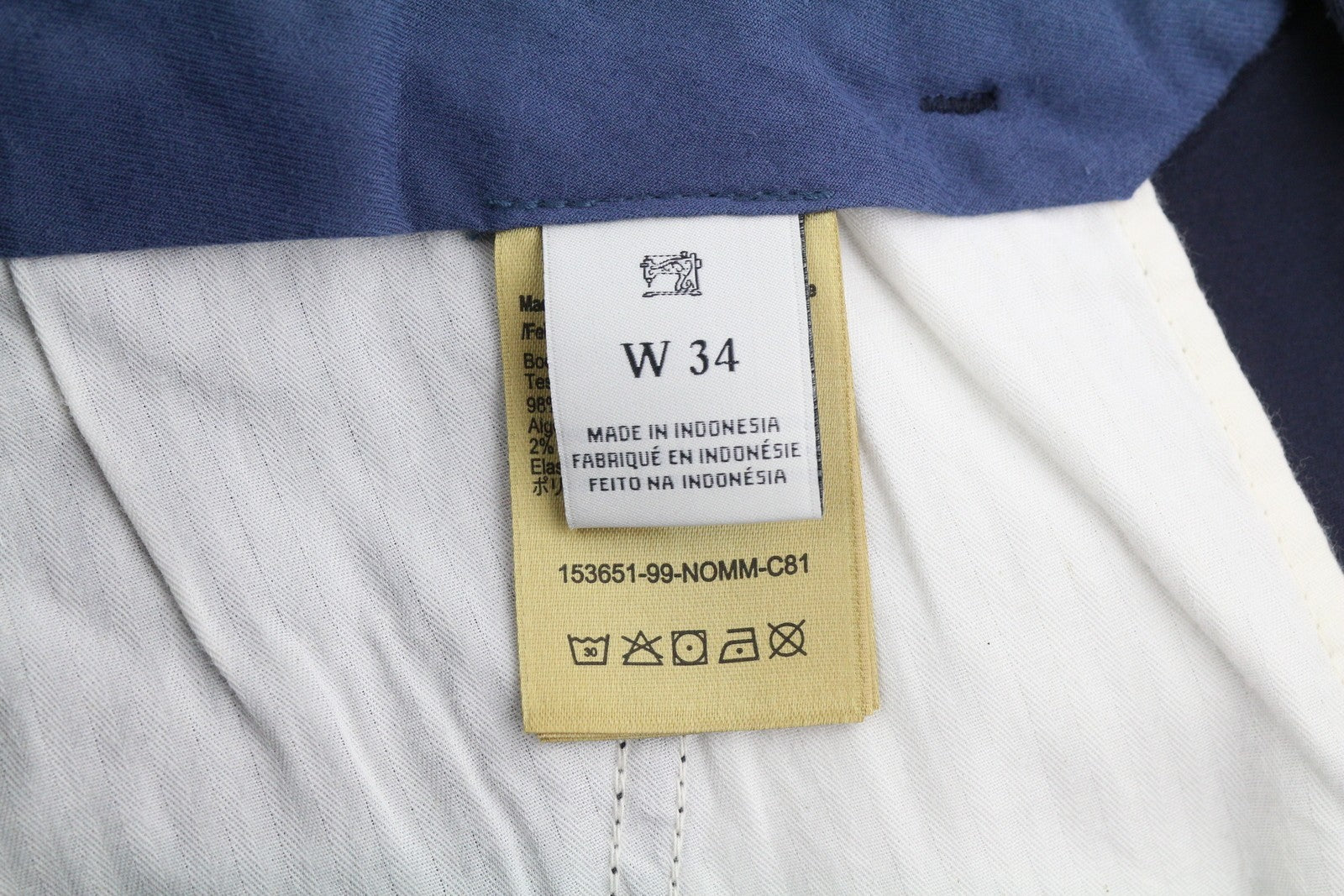 SCOTCH & SODA Men Shorts W34 Dark Blue Zip Fly Turn-Up Chino