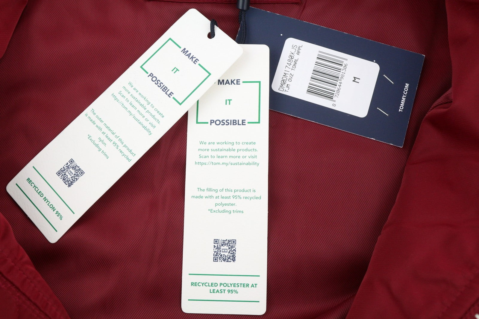 TOMMY HILFIGER Tjm Ovz Tonal Appl Men Jacket M Padded Bomber RRP299