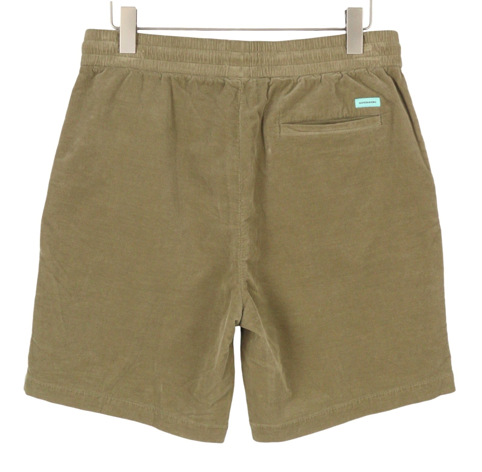 SCOTCH & SODA Men Shorts W33 Khaki Brown Corduroy Drawstring Waist