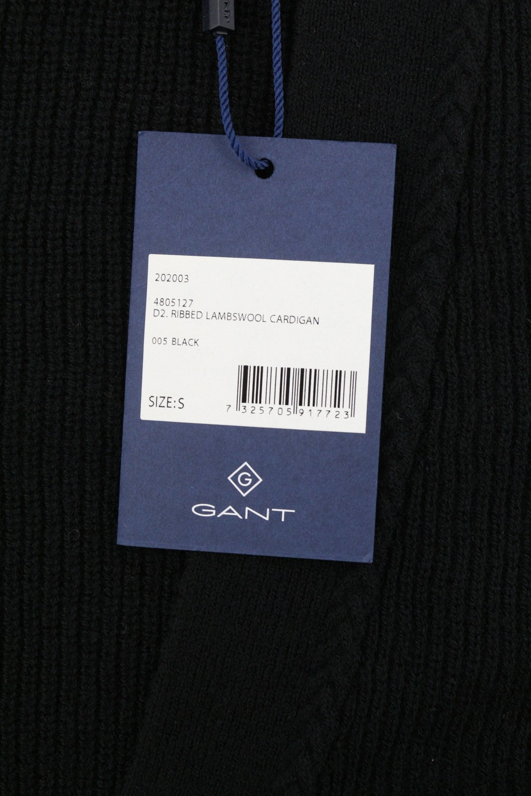GANT Ribbed Lambswool Cardigan Women Jumper S Black Knit Casual