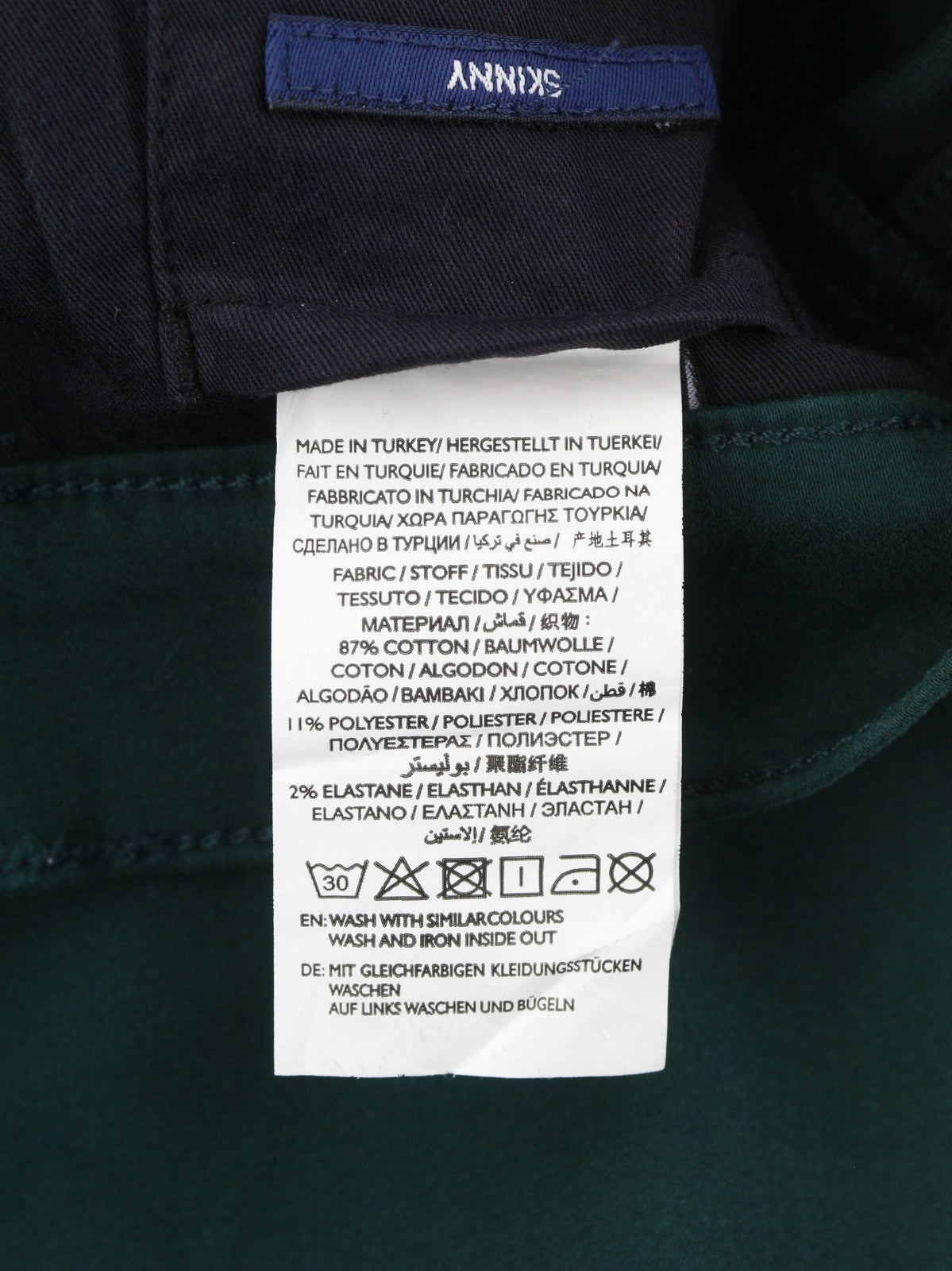 GANT Skinny Satin Women Trousers W26/L32 Dark Green Zip Casual