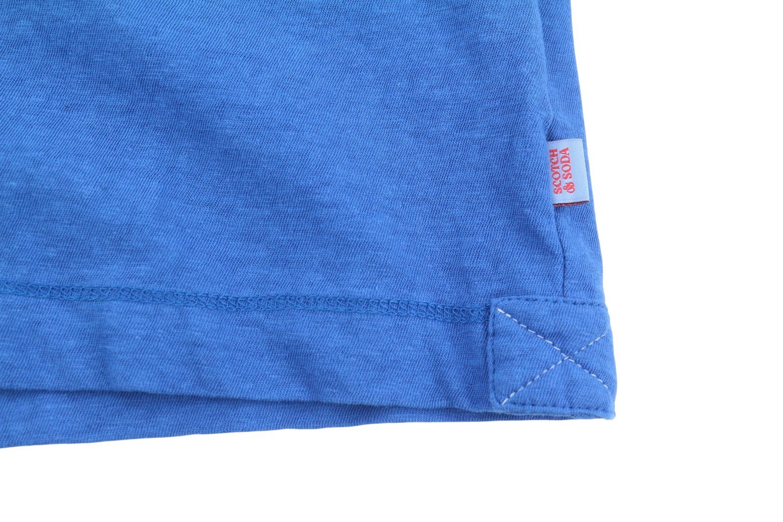 SCOTCH & SODA Men T-Shirt M Blue Cotton Linen Tricot Crew Neck Short Sleeved