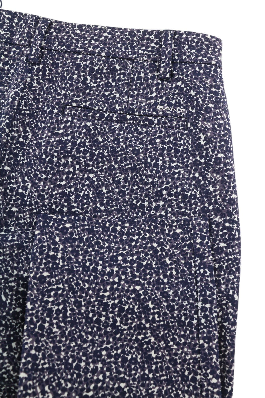 GANT Floral Camo Cropped Slack Women Trousers EU34 Blue Slim Zip Fly