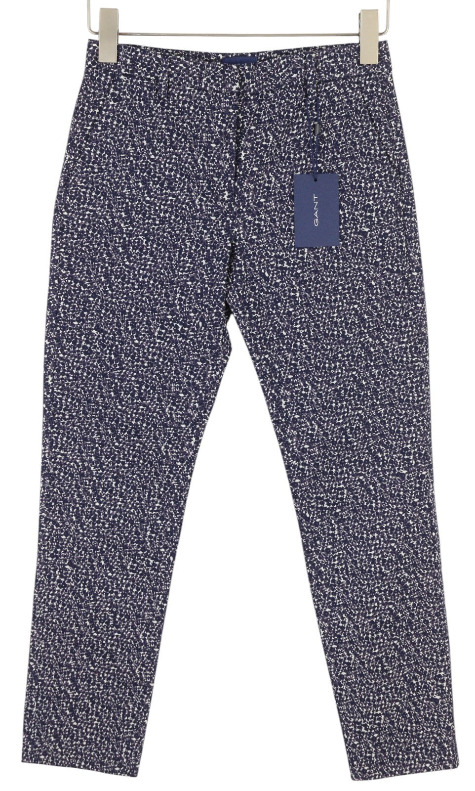 GANT Floral Camo Cropped Slack Women Trousers EU36 Blue Slim Zip Fly