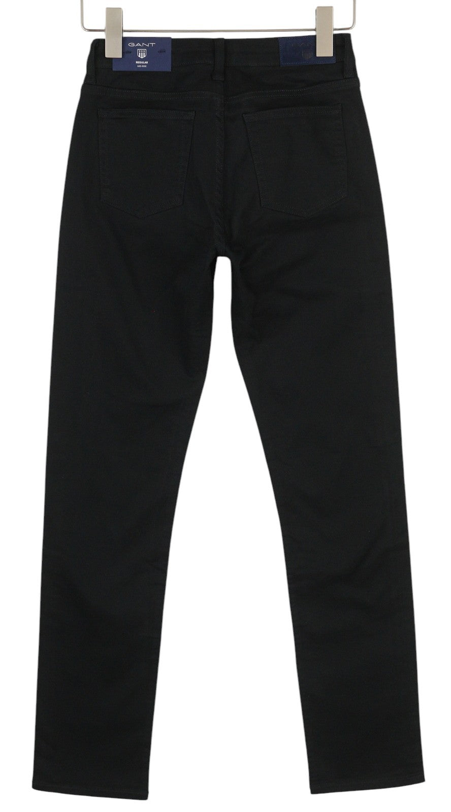 GANT Regular Satin Women Trousers W26/L34 Black Flat Zip Casual