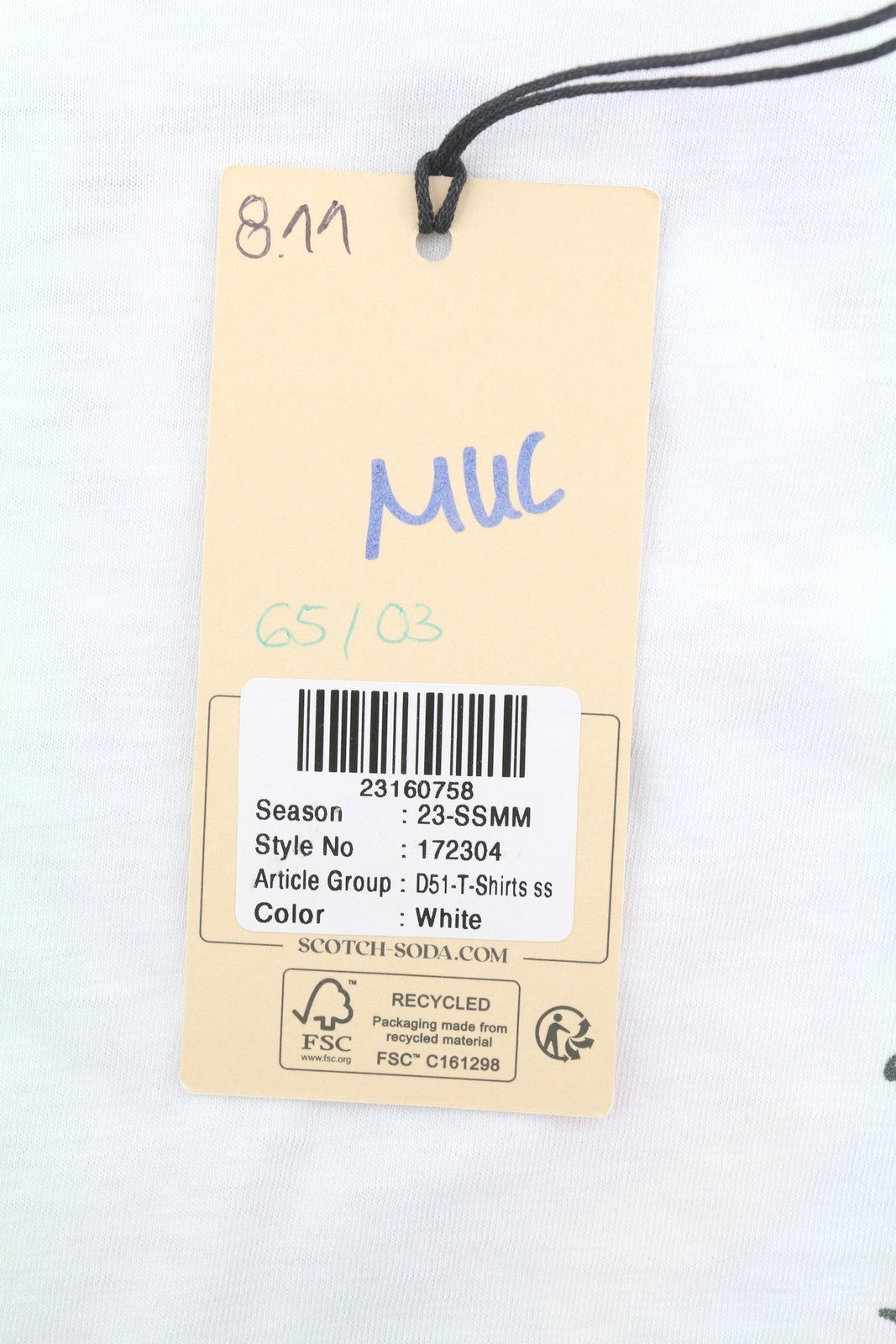 SCOTCH & SODA Men T-Shirt L White Cotton Tricot Crew Neck Short Sleeved