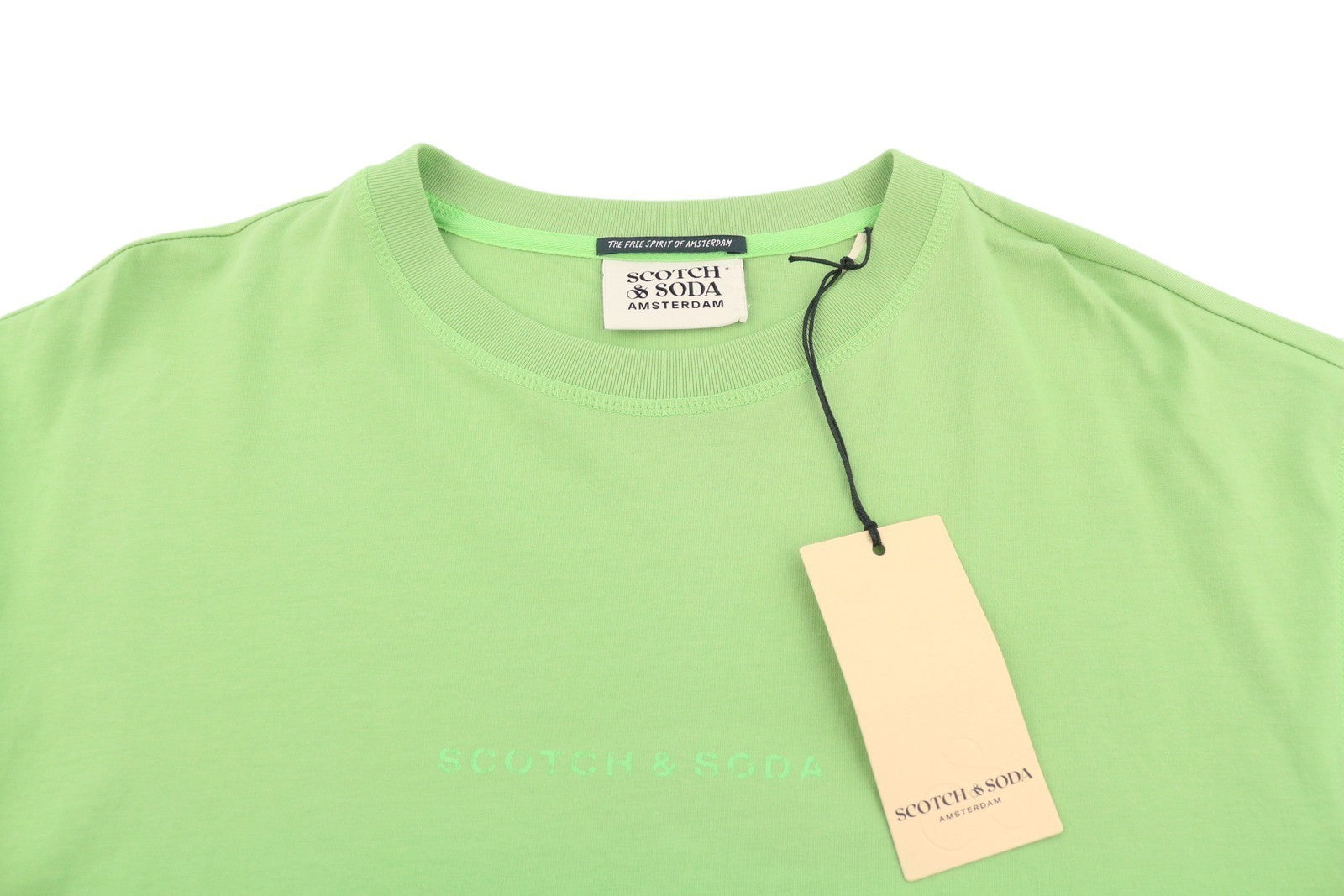 SCOTCH & SODA Men T-Shirt M Green Cotton Oversized Crew Neck Short Sleeved