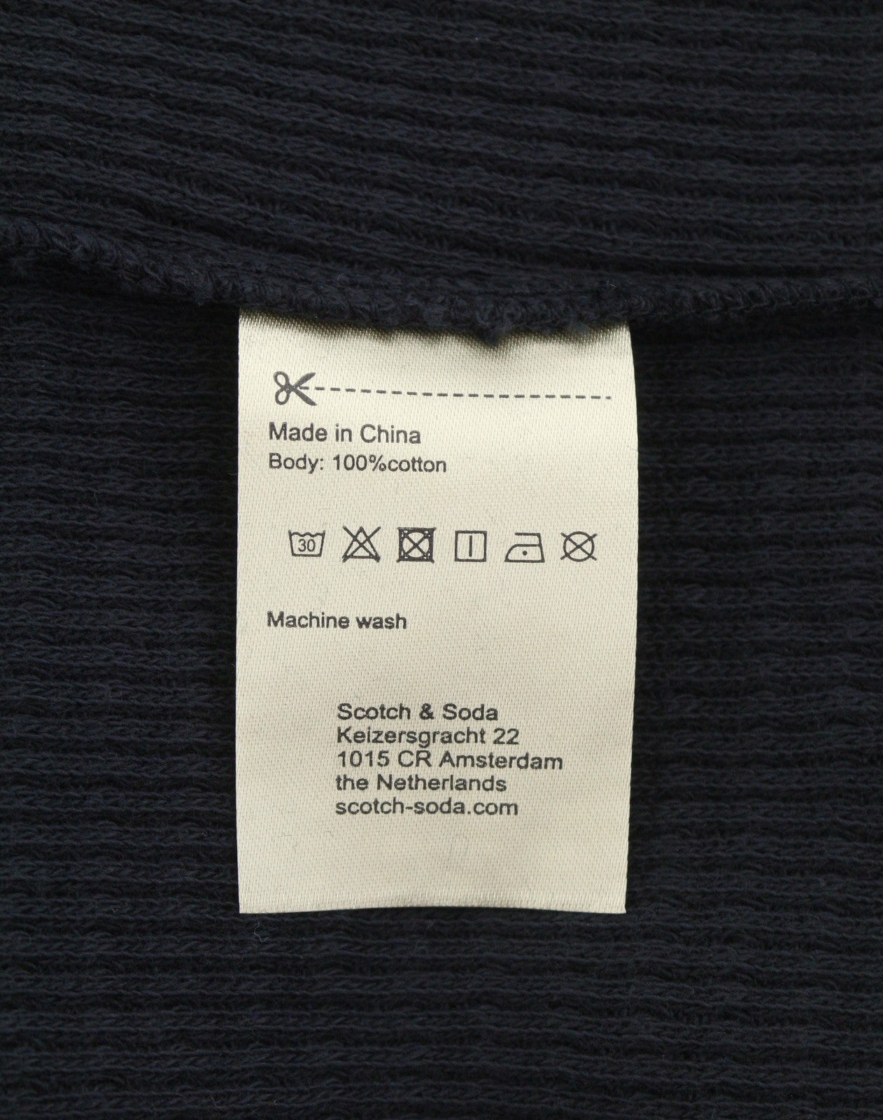 SCOTCH & SODA Men Polos L Black Textured Cotton Half Zip Short Sleeved