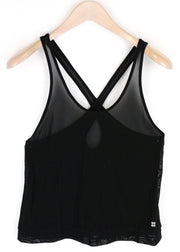 SWEATY BETTY Women`s T-Shirt ~S Black See-through Cross Back Gym Lightweight