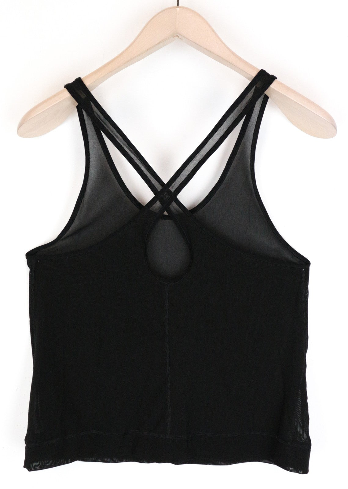 SWEATY BETTY Women`s T-Shirt ~S Black See-through Cross Back Gym Lightweight