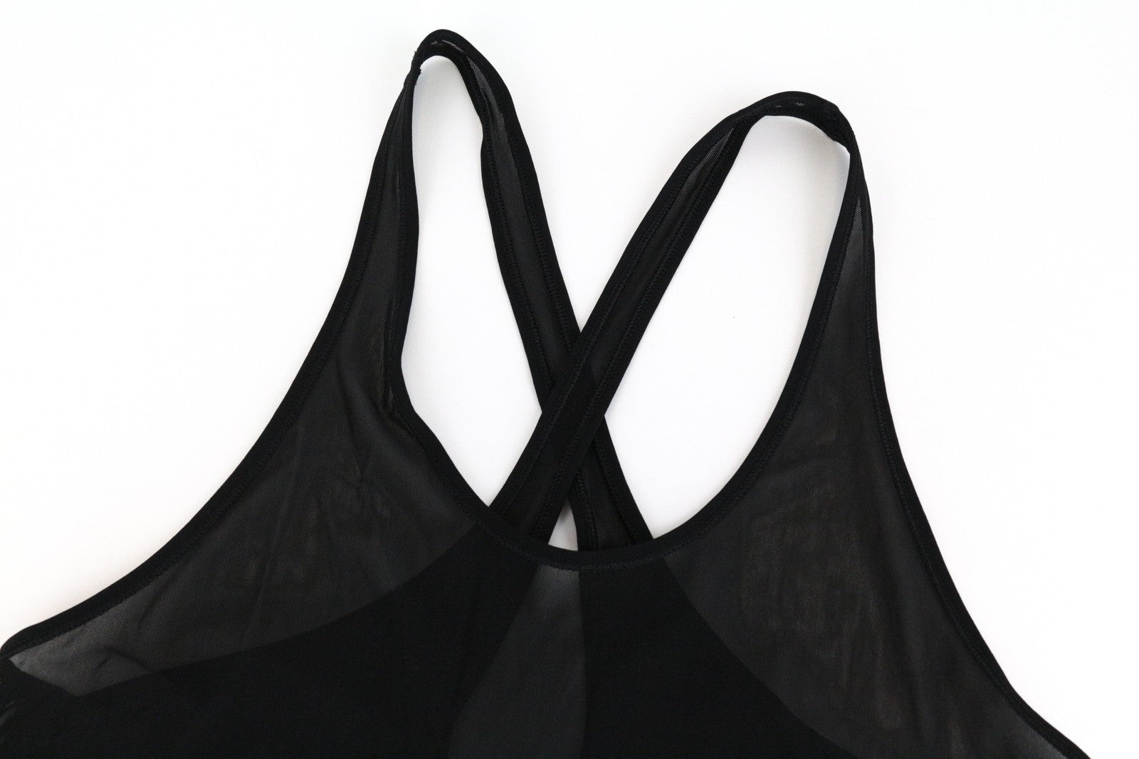 SWEATY BETTY Women`s T-Shirt ~S Black See-through Cross Back Gym Lightweight