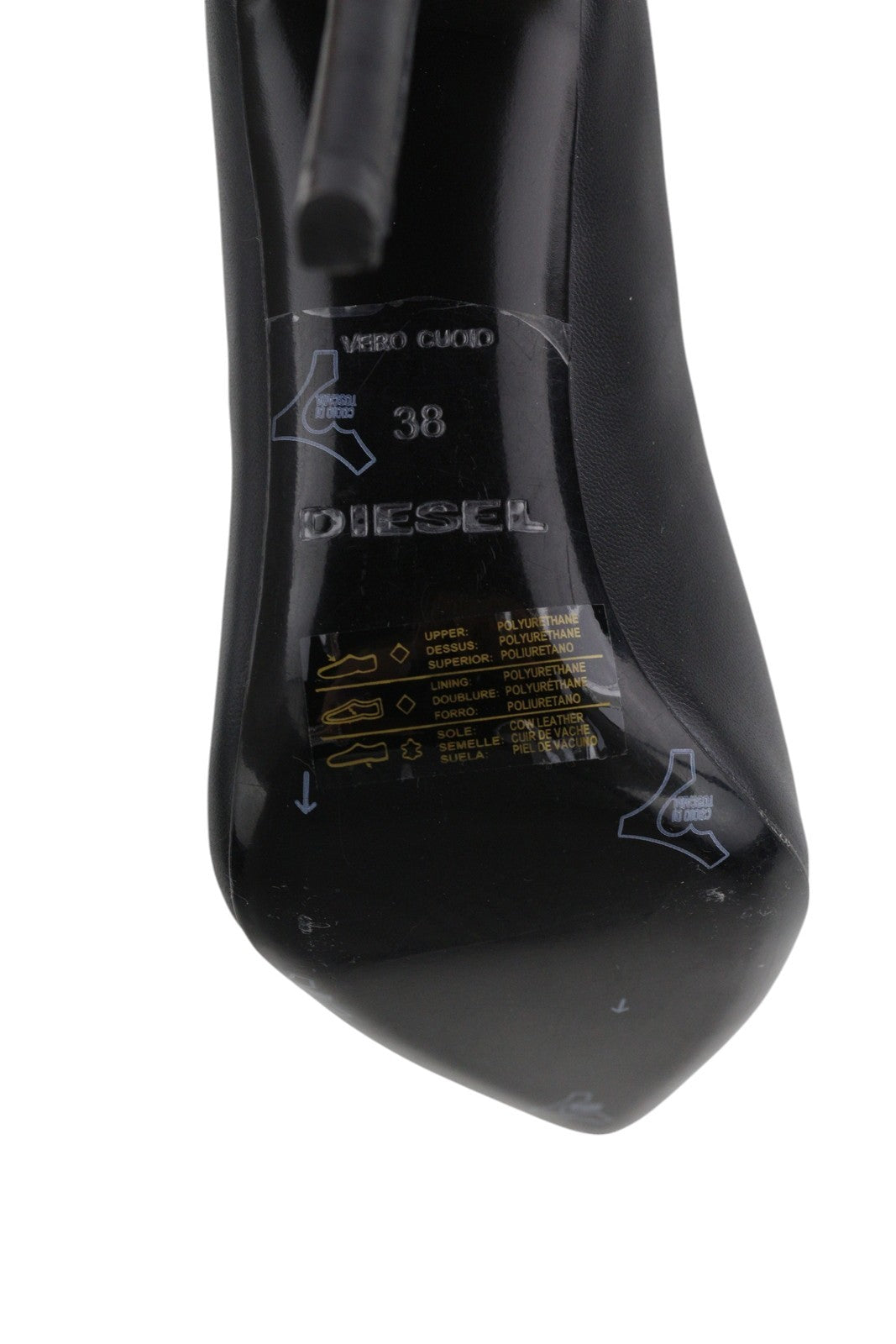 DIESEL D-Yucca Ab Women Shoes EU38 Black Coated High Heels Pointed Toe RRP€300