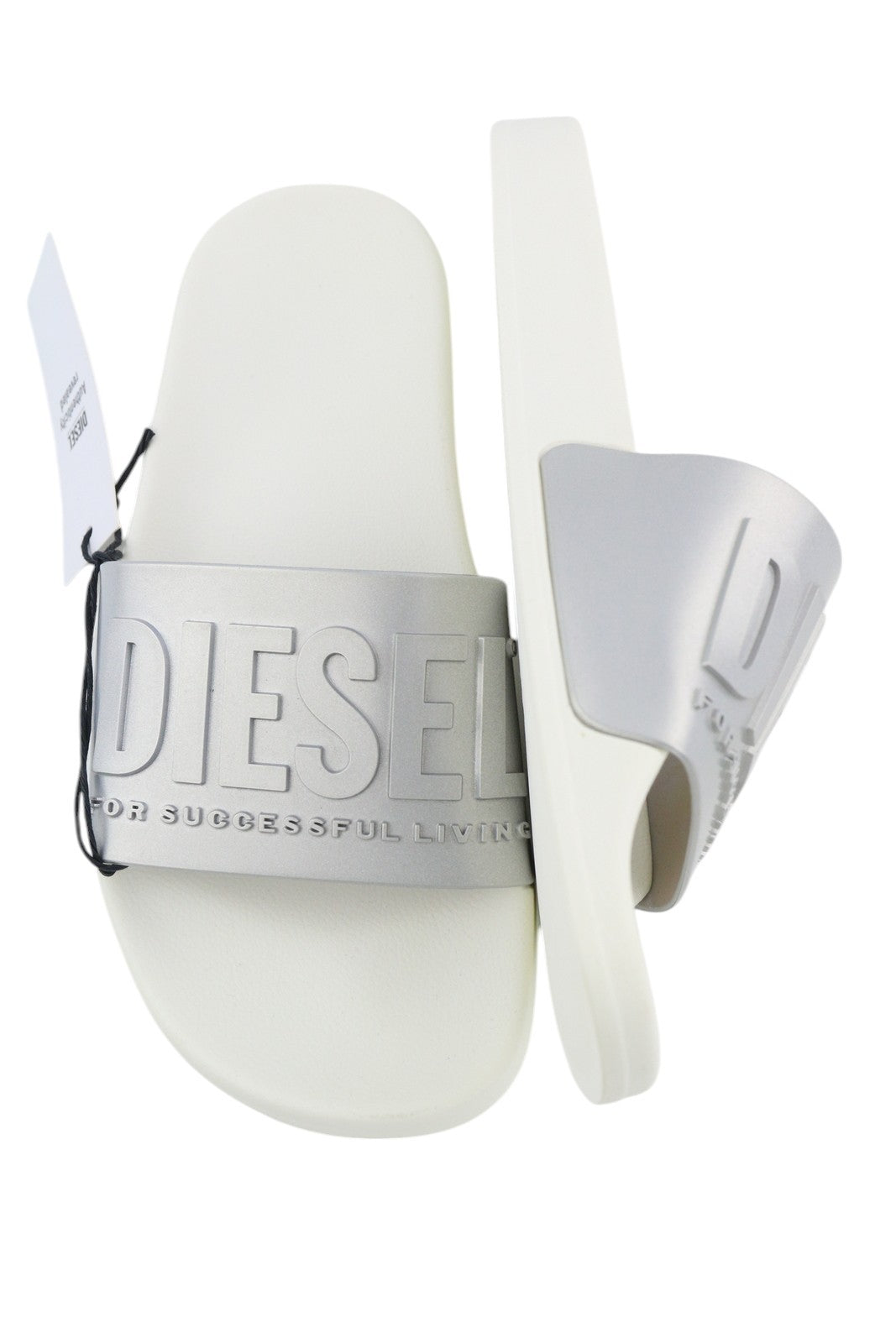 DIESEL Sa-Mayemi W Women's Sandals EU 41 White Silver Beach Slide Slippers Open