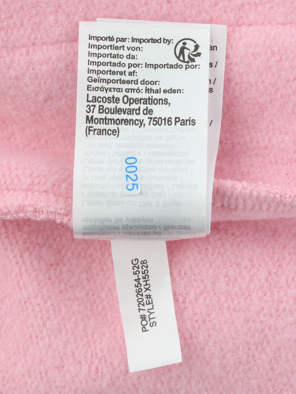 LACOSTE Men Trousers 4XL Pink Tapered Fit Fleece Drawstring Waist Sweatpants