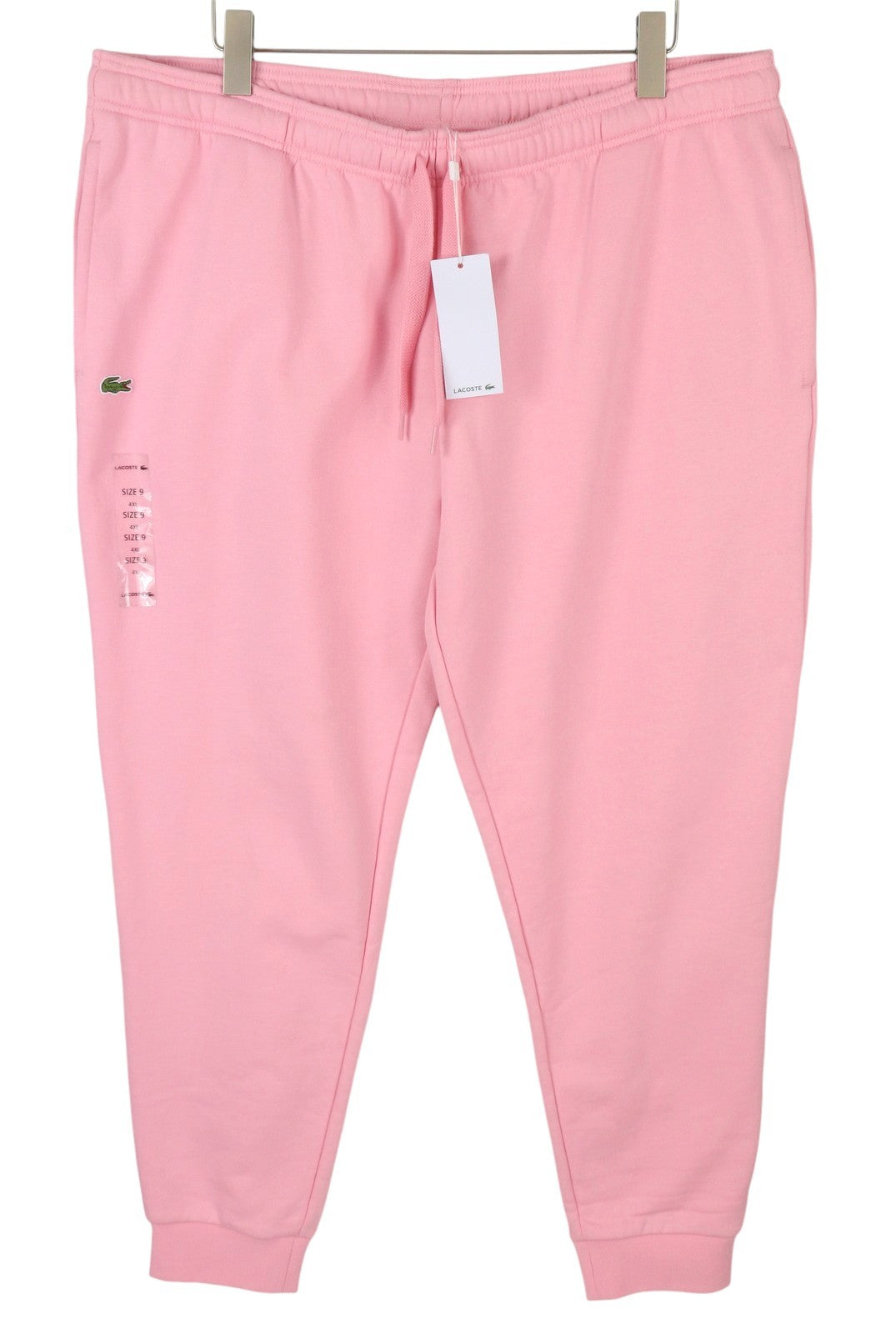 LACOSTE Men Trousers 4XL Pink Tapered Fit Fleece Drawstring Waist Sweatpants
