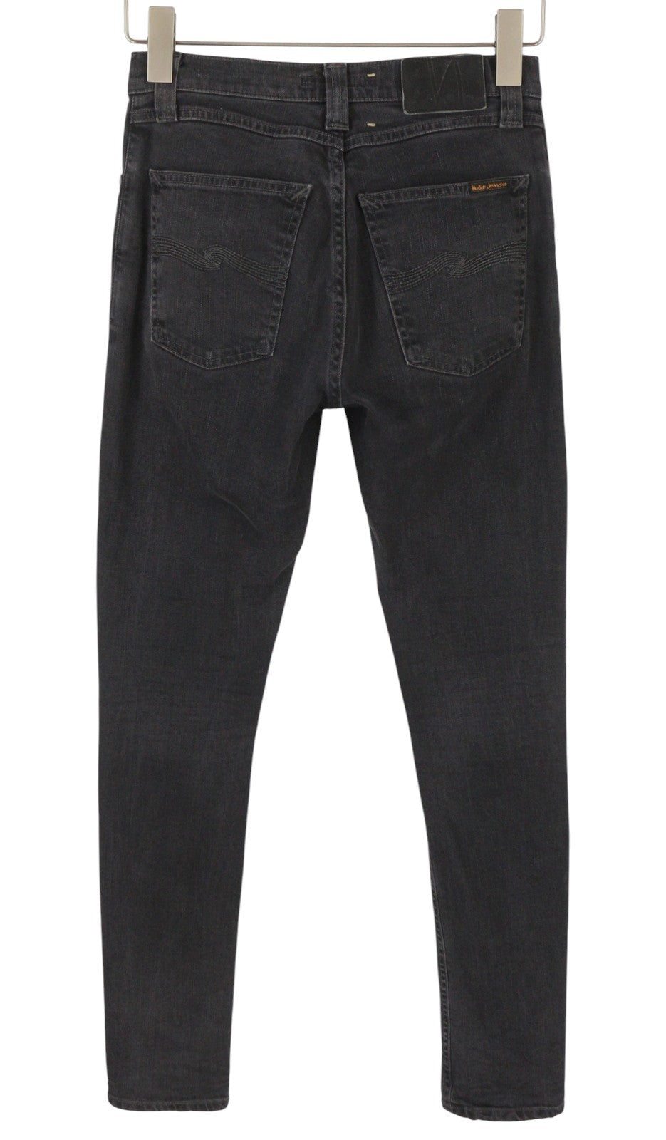 NUDIE JEANS Pipe Len Monolith Women Jeans W26/L32 Dark Grey Skinny Stretch Denim