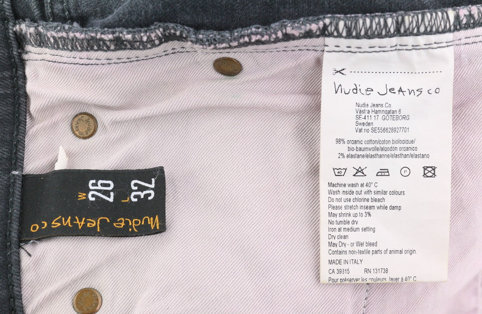 NUDIE JEANS Pipe Len Monolith Women Jeans W26/L32 Dark Grey Skinny Stretch Denim