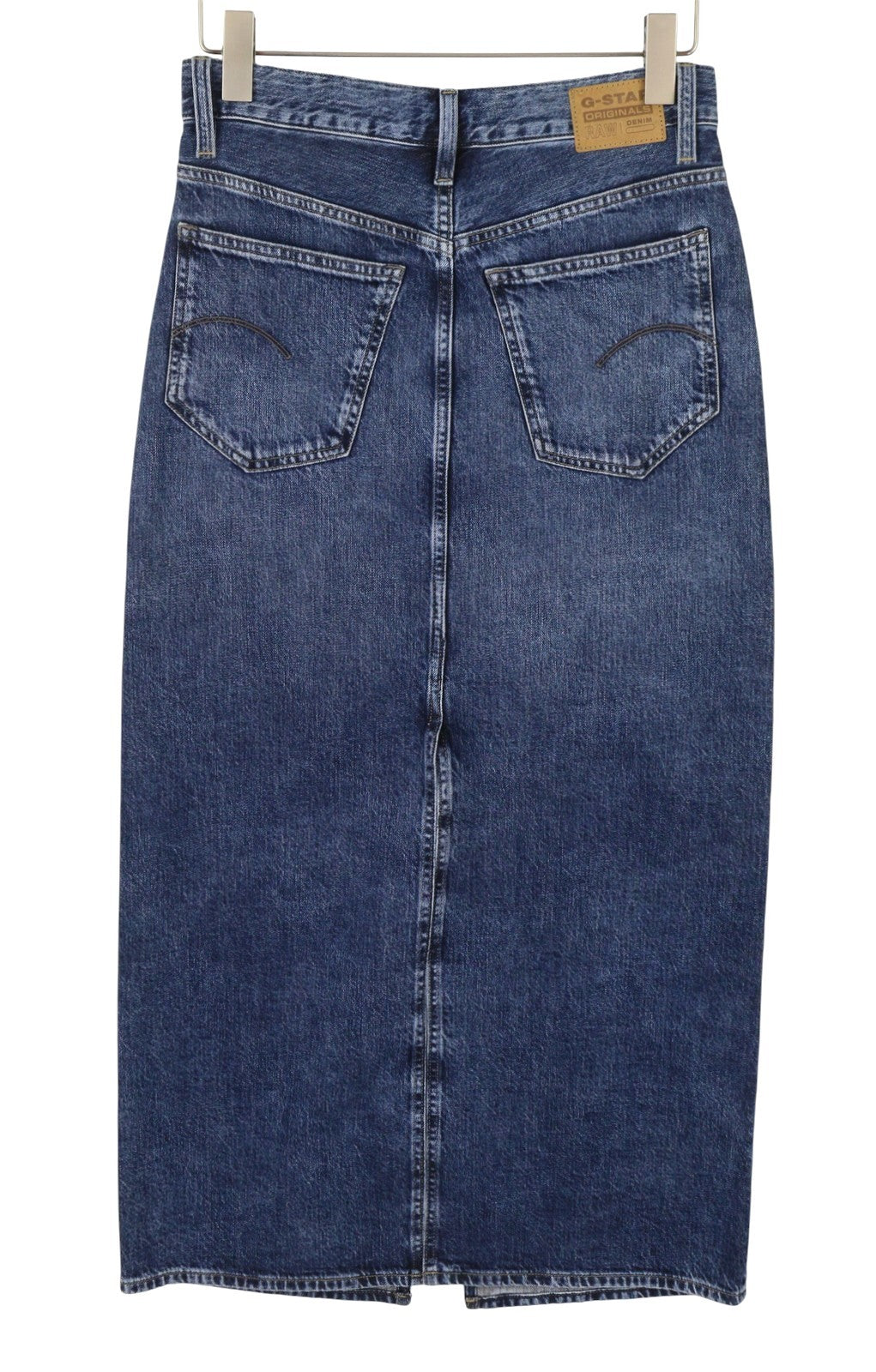 G-STAR Viktoria Long Women Skirt W27 Denim Blue Faded High Waist Split RRP129