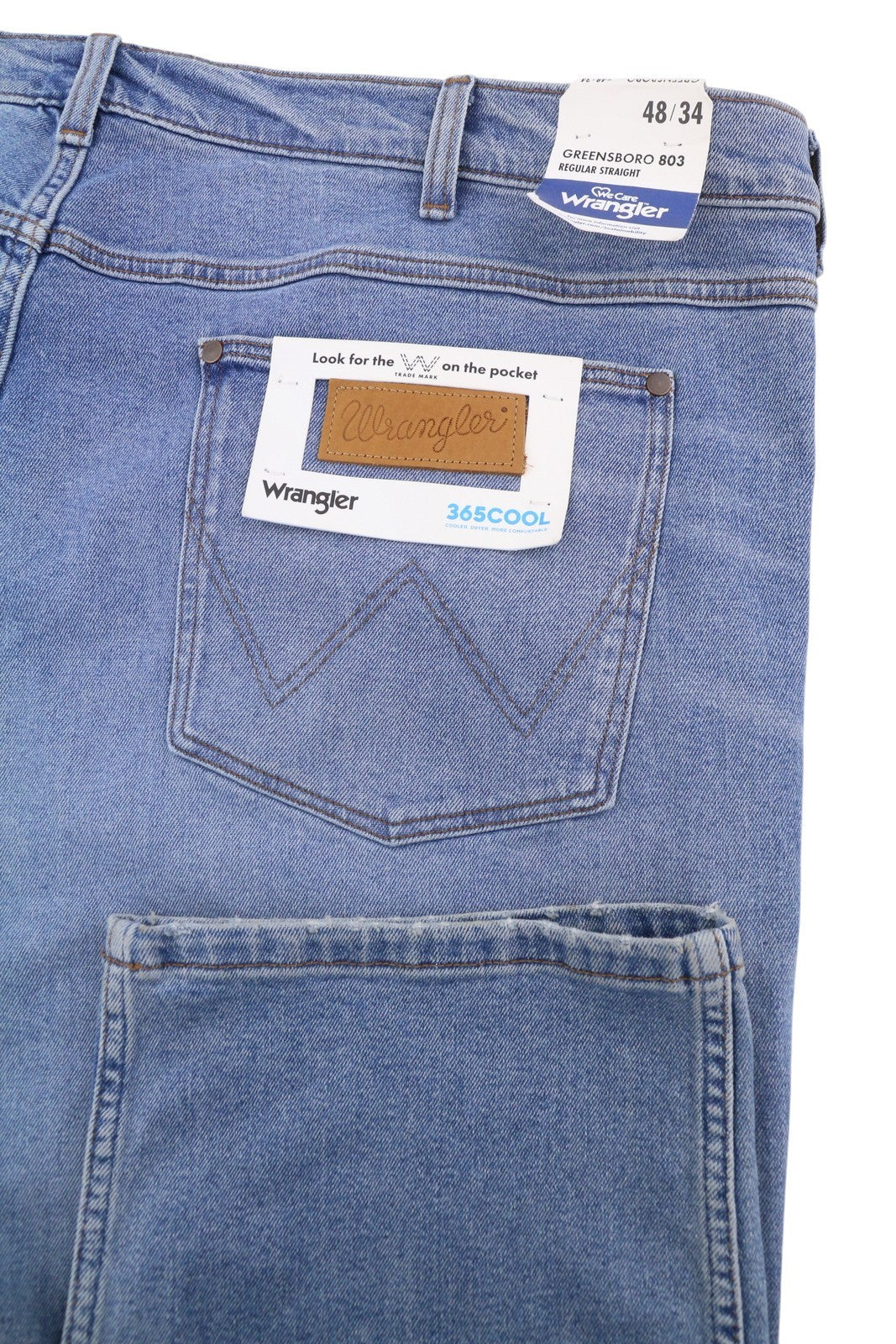 WRANGLER Greensboro 803 Men Jeans W48/L34 Blue Whiskers Faded Regular Straight