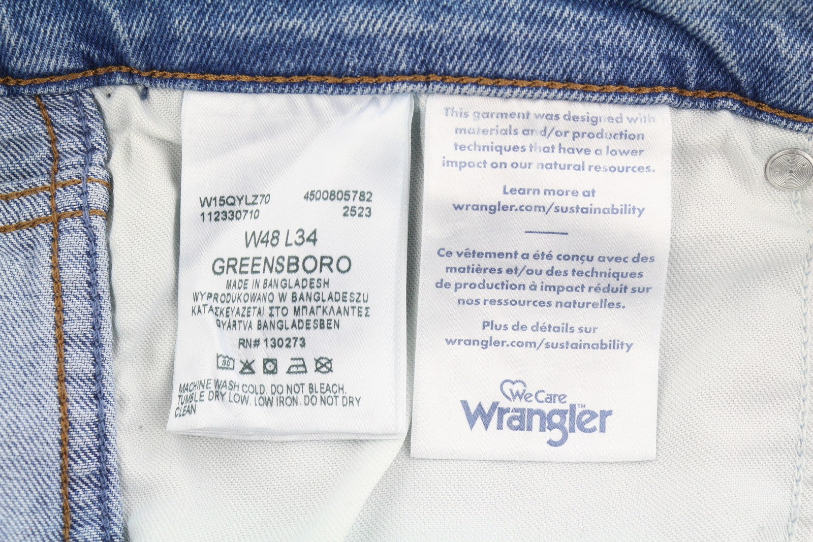 WRANGLER Greensboro 803 Men Jeans W48/L34 Blue Whiskers Faded Regular Straight